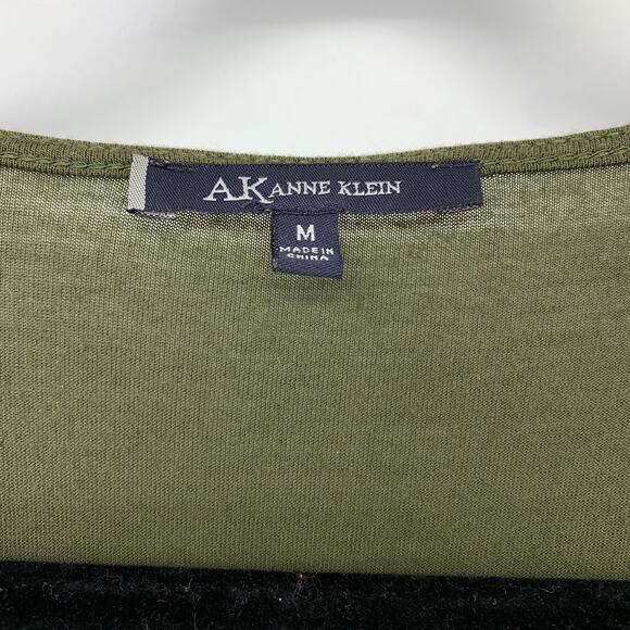 AK Anne Klein Scoop Neck Sleeveless Tank Top Womens Size M Green Beaded - Picture 5 of 6